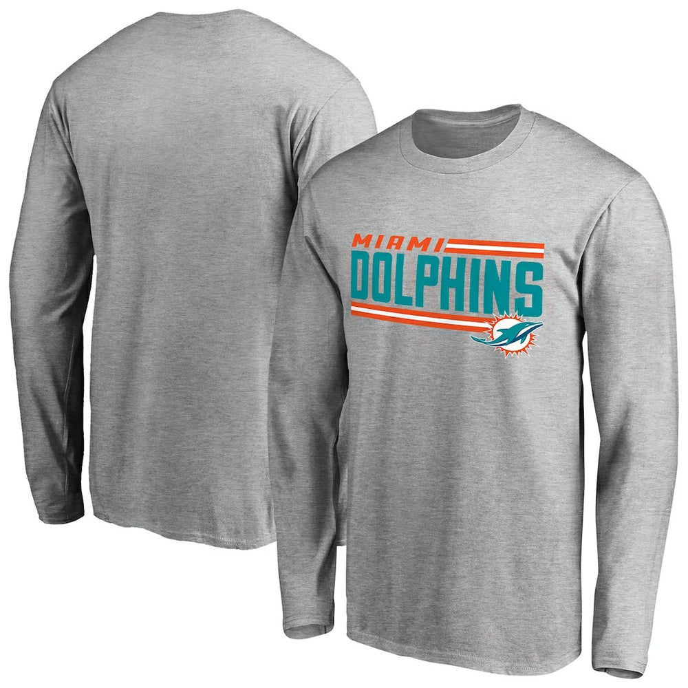 Miami Dolphins Iconic Collection On Side Stripe Long Sleeve T-Shirt | NFL Hot