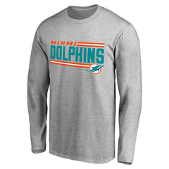 Miami Dolphins Iconic Collection On Side Stripe Long Sleeve T-Shirt | NFL Hot