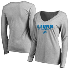 Detroit Lions Women's Iconic Collection Script Assist Long Sleeve V-Neck T-Shirt | NFL US