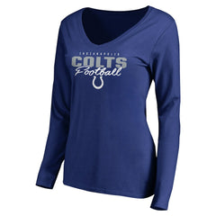 Indianapolis Colts Women's Iconic Collection Script Assist Long Sleeve V-Neck T-Shirt | NFL US
