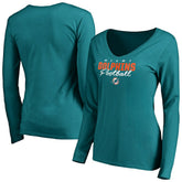Miami Dolphins Women's Iconic Collection Script Assist Long Sleeve V-Neck T-Shirt | NFL US