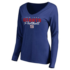 New York Giants Women's Iconic Collection Script Assist Long Sleeve V-Neck T-Shirt | NFL US