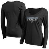 Las Vegas Raiders Women's Iconic Collection Script Assist Long Sleeve V-Neck T-Shirt | NFL On sale
