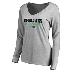 Seattle Seahawks Women's Iconic Collection Script Assist Long Sleeve V-Neck T-Shirt | NFL Near me