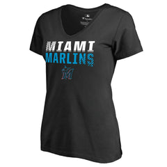 Miami Marlins Women's Fade Out V-Neck T-Shirt - MLB T-shirts