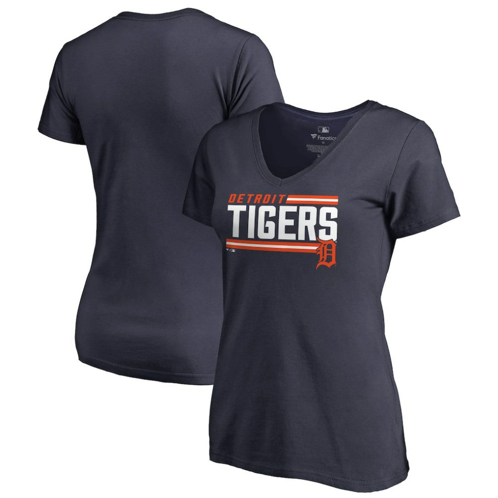 Detroit Tigers Women's Onside Stripe V-Neck T-Shirt - MLB T-shirts