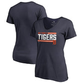 Detroit Tigers Women's Onside Stripe V-Neck T-Shirt - MLB T-shirts