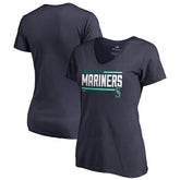 Seattle Mariners Women's Onside Stripe V-Neck T-Shirt - MLB T-shirts
