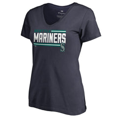 Seattle Mariners Women's Onside Stripe V-Neck T-Shirt - MLB T-shirts