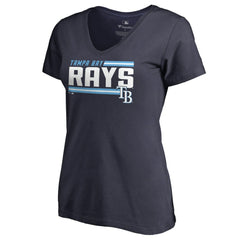 Tampa Bay Rays Women's Onside Stripe V-Neck T-Shirt - MLB T-shirts