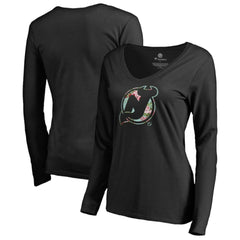 New Jersey Devils Women's Lovely Long Sleeve V-Neck T-Shirt - NHL T-shirts