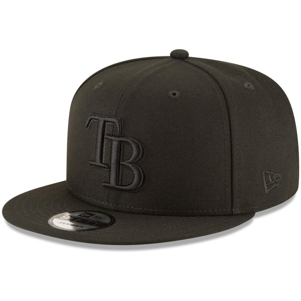 Tampa Bay Rays New Era Black on Black 9FIFTY Team Snapback Adjustable Hat - MLB Hats
