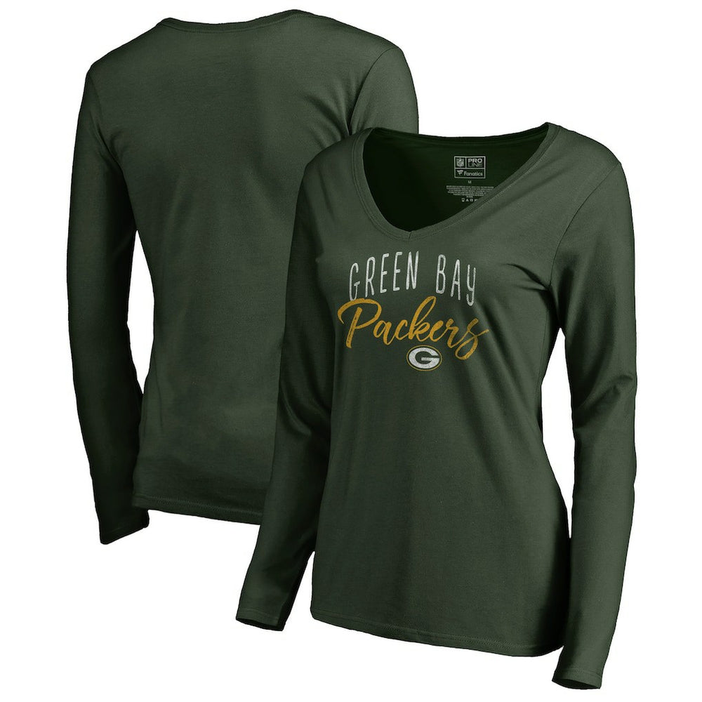 Green Bay Packers Women's Graceful Long Sleeve V-Neck T-Shirt | NFL Online