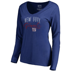 New York Giants Women's Graceful Long Sleeve V-Neck T-Shirt | NFL Hot