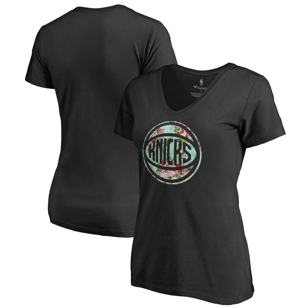 Black New York Knicks Lovely V-Neck T-Shirt | NBA