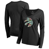 Black Toronto Raptors Women's Lovely V-Neck Long Sleeve T-Shirt | NBA
