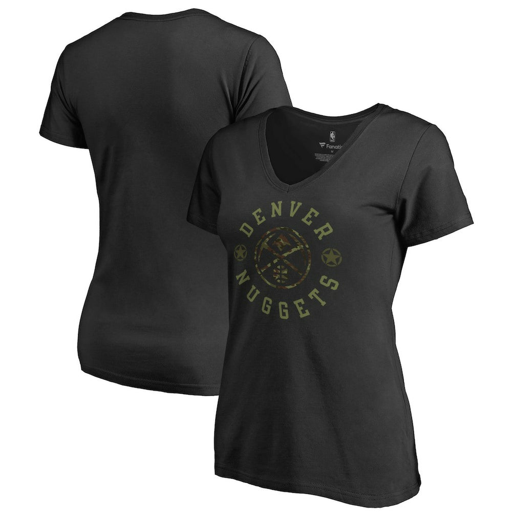 Black Denver Nuggets Women's Liberty Camo V-Neck T-Shirt sale | NBA