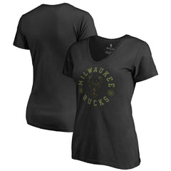 Black Milwaukee Bucks Women's Liberty V-Neck T-Shirt | NBA
