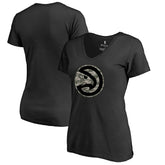 Black Atlanta Hawks Women's Cloak Camo V-Neck T-Shirt | NBA
