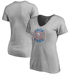 Heather Gray Philadelphia 76ers Women's Hometown Collection Unite V-Neck T-Shirt | NBA