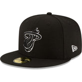 Black Miami Heat Black & White Logo 59FIFTY Fitted Hat | NBA