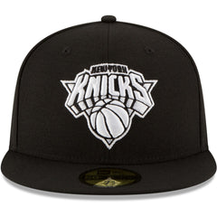 Black New York Knicks Black & White Logo 59FIFTY Fitted Hat | NBA