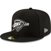 Black Oklahoma City Thunder Black & White Logo 59FIFTY Fitted Hat | NBA