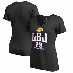Black LeBron James Los Angeles Lakers Women's Hometown Collection LBJ V-Neck T-Shirt | NBA