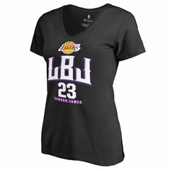 Black LeBron James Los Angeles Lakers Women's Hometown Collection LBJ V-Neck T-Shirt | NBA