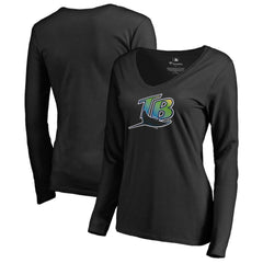 Tampa Bay Rays Women's Cooperstown Collection Forbes Long Sleeve V-Neck T-Shirt - MLB T-shirts
