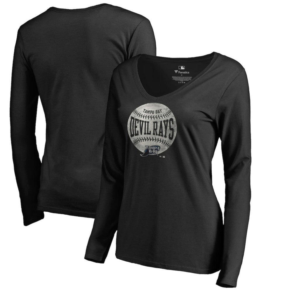 Tampa Bay Rays Women's Cooperstown Collection Slider Long Sleeve V-Neck T-Shirt - MLB T-shirts