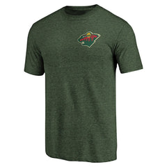 Minnesota Wild Primary Logo Left Chest Distressed Tri-Blend T-Shirt - NHL T-shirts