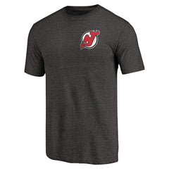 New Jersey Devils Primary Logo Left Chest Distressed Tri-Blend T-Shirt - NHL T-shirts