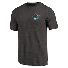 San Jose Sharks Primary Logo Left Chest Distressed Tri-Blend T-Shirt - NHL T-shirts
