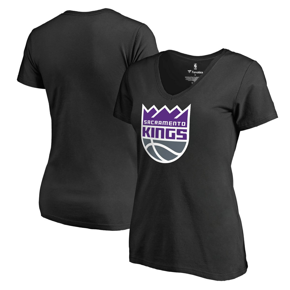 Black Sacramento Kings Women's Primary Logo V-Neck T-Shirt | NBA