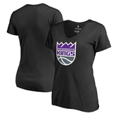 Black Sacramento Kings Women's Primary Logo V-Neck T-Shirt | NBA