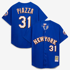 Mike Piazza New York Mets Mitchell & Ness Cooperstown Collection Mesh Batting Practice Button-Up Jersey - MLB Jerseys