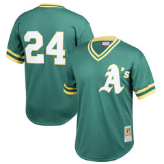 Rickey Henderson Athletics Mitchell & Ness Youth Cooperstown Collection Mesh Batting Practice Jersey - MLB Jerseys