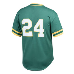 Rickey Henderson Athletics Mitchell & Ness Youth Cooperstown Collection Mesh Batting Practice Jersey - MLB Jerseys