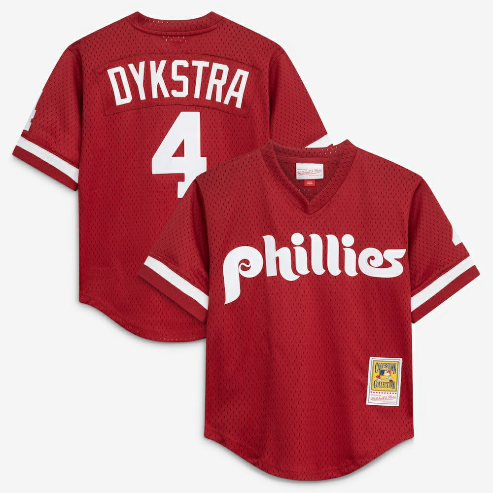 Lenny Dykstra Philadelphia Phillies Mitchell & Ness Youth Cooperstown Collection Mesh Batting Practice Jersey - MLB Jerseys