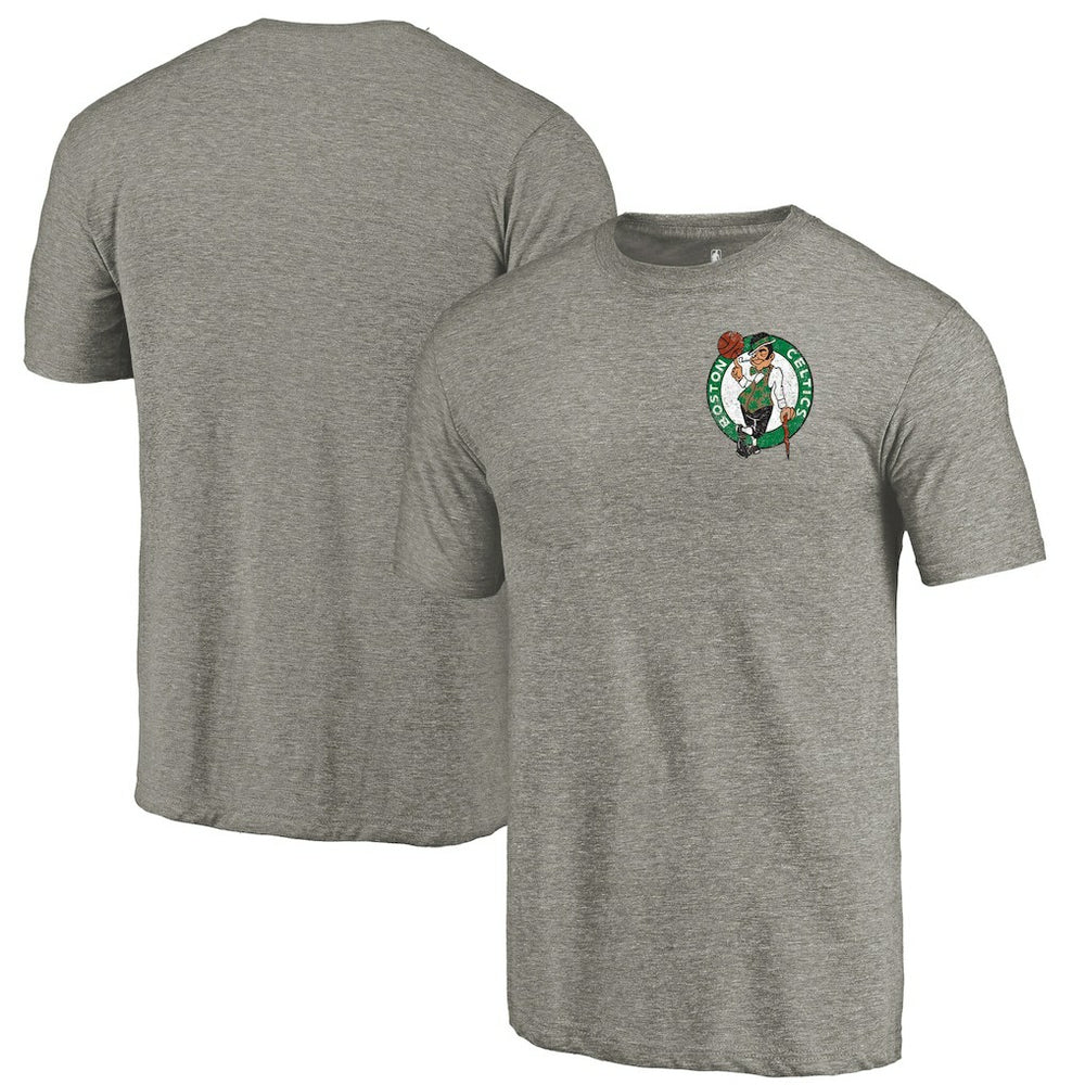 Gray Boston Celtics Primary Logo Left Chest Distressed Tri-Blend T-Shirt | NBA