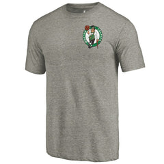 Gray Boston Celtics Primary Logo Left Chest Distressed Tri-Blend T-Shirt | NBA
