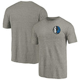 Gray Dallas Mavericks Primary Logo Left Chest Distressed Tri-Blend T-Shirt sale | NBA