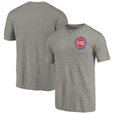 Gray Detroit Pistons Primary Logo Left Chest Distressed Tri-Blend T-Shirt sale | NBA