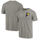 Gray Indiana Pacers Primary Logo Left Chest Distressed Tri-Blend T-Shirt | NBA