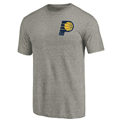 Gray Indiana Pacers Primary Logo Left Chest Distressed Tri-Blend T-Shirt | NBA