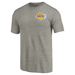 Gray Los Angeles Lakers Primary Logo Left Chest Distressed Tri-Blend T-Shirt | NBA