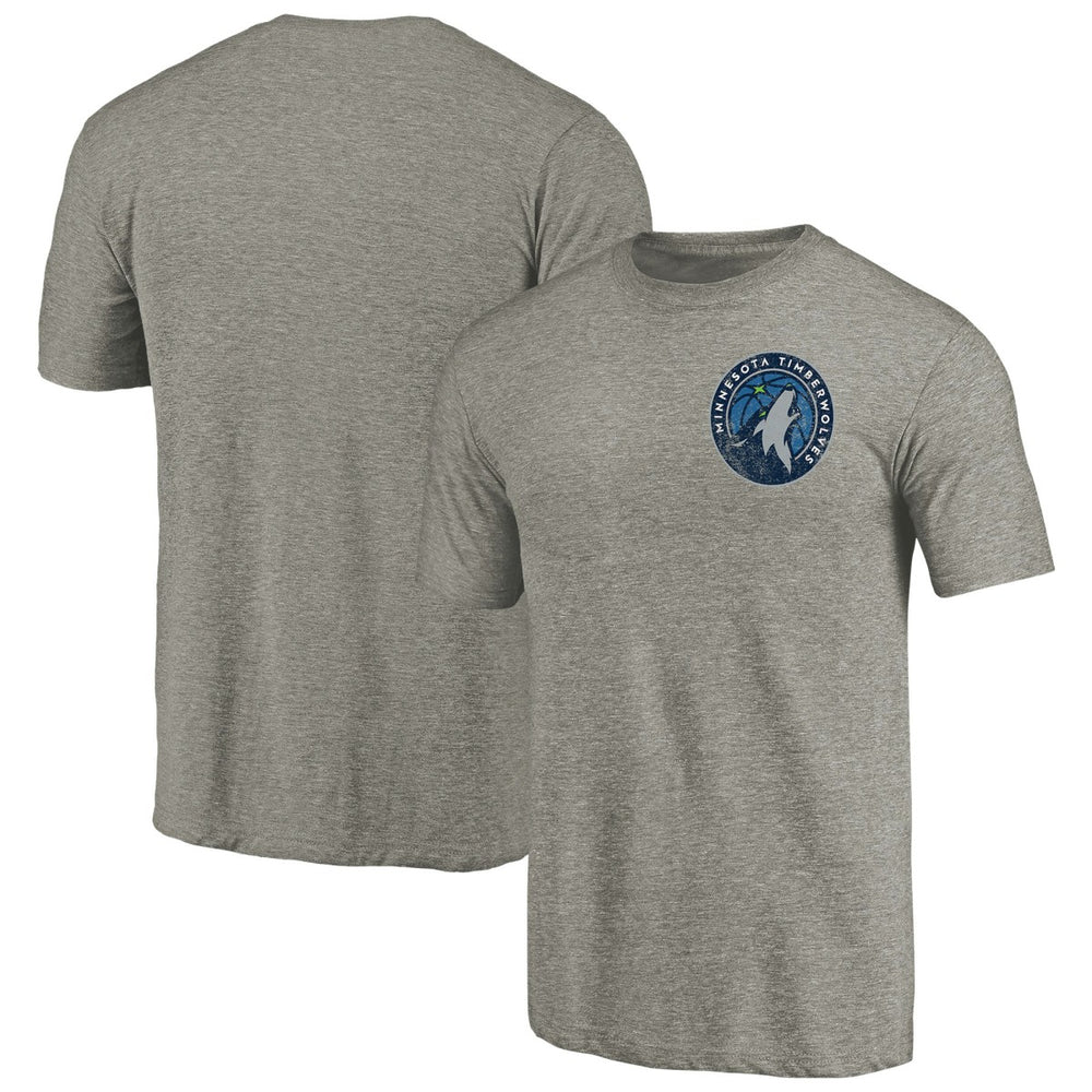 Gray Minnesota Timberwolves Primary Logo Left Chest Distressed Tri-Blend T-Shirt | NBA