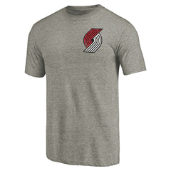 Gray Portland Trail Blazers Primary Logo Left Chest Distressed Tri-Blend T-Shirt | NBA