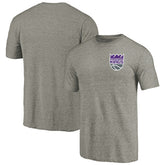 Gray Sacramento Kings Primary Logo Left Chest Distressed Tri-Blend T-Shirt | NBA